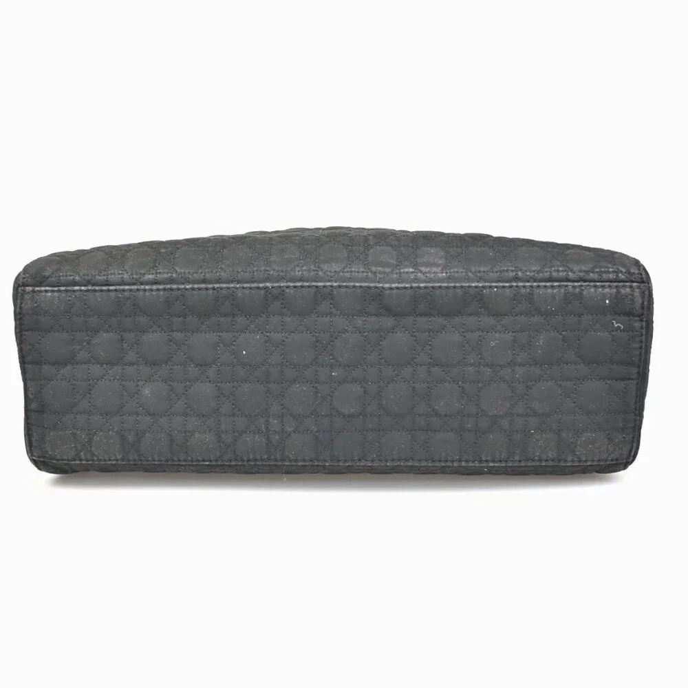 CHRISTIAN DIOR Logo Lady Cannage Hand Bag Nylon Leather Black GHW Italy 76ZA109 - Picture 6 of 16
